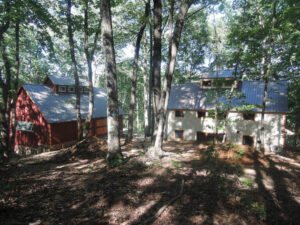 exterior forest home and barn