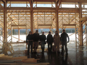 timber framing, construction crew