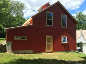 exterior red barn, office, shop