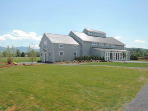 exterior event barn, wine, wedding, gray, cupola, porch