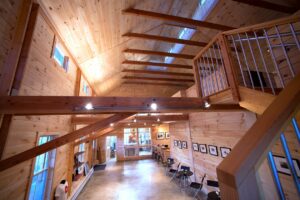 Geobarns, Silo Distillery, interior, artisanal, timber, beams