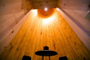 Geobarns, Silo Distillery, silo interior, lighting,