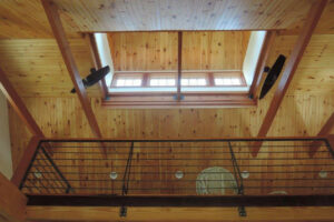 studio, quilting, interior, loft, railing, cupola, beams, natural light