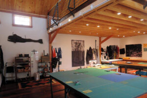 studio, quilting, interior, loft, railing, work space, gallery, timber beams
