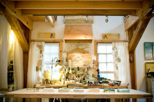 GeoBarns, Massachusetts Painting Studio, interior workspace, daylight