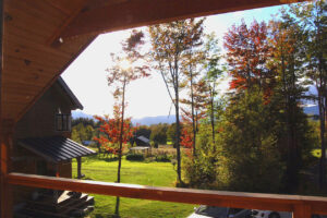 Geobarns, Mountain Carriage House, porch views, vermont farm valley