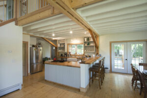 Geobarns, Organic Farmhouse, kitchen, french doors, whitewashed ceiling