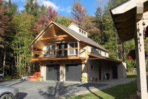 Geobarns, Mountain Carriage House, exterior, porch, french doors, garage door