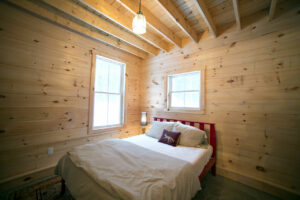 guesthouse, ski house, vermont, interior, bedroom, rustic modern