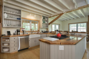 Geobarns, Organic Farmhouse, kitchen, handmade cabinetry, whitewashed timber ceiling