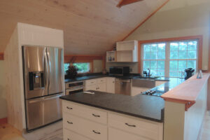 maine, arundel, red barn, interior, kitchen