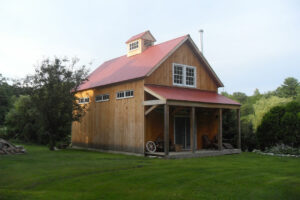 GeoBarns, Massachusetts Painting Studio, exterior porch, lawn