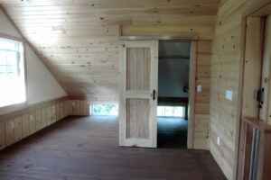 Geobarns, Lake Erie Auto Barn, interior loft daylight