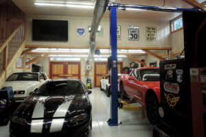 GeoBarns, Hudson Valley Auto Barn interior sportscar workshop, loft