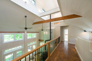 family home, interior, timber, modern rustic, mezzanine, lighting, cupola, daylight