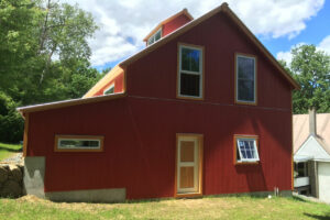 barn office, garage, red barn, cupola, windows, bank barn