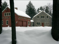 home and barn, garage, windows, entry, red barn, gray siding