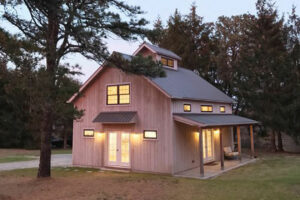 art studio, exterior, barn, porch, french doors