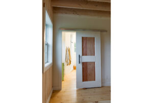 Geobarns, Shenandoah Modern Farmhouse bathroom with rolling barn door