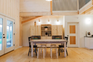 Geobarns, Shenandoah Modern Farmhouse dining room with rustic kitchen table