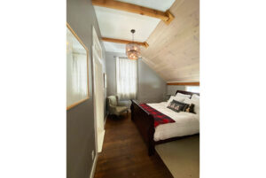 Geobarns, bedroom, New Hampshire farmhouse, cottagecore, shiplap