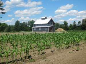 Geobarns, New Hampshire farmhouse exterior, landscape view of farmstead