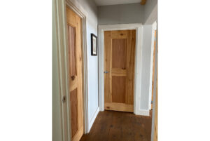 Geobarns, New Hampshire farmhouse, custom doors natural wood