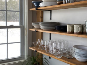 Geobarns, New Hampshire farmhouse, farmhouse kitchen, pottery, ski chalet