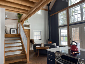 Geobarns, New Hampshire farmhouse, Swedish woodstove, ski chalet