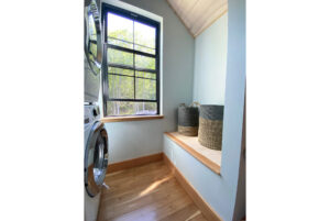 Geobarns, Forest Glade Home, NH, Vaulted Ceiling, Wood Floor, Bathroom, Laundry