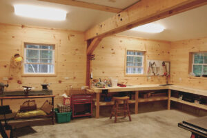 Geobarns, Mountain Carriage House, exterior garage, porch view, cupola, tractor shed, workshop