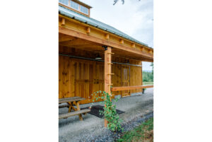 Geobarns; Virginia; Historic Homestead; Garage Barn; Natural Siding; Metal Roof; Cupola; Rolling Barn Doors; Ivy Trellis